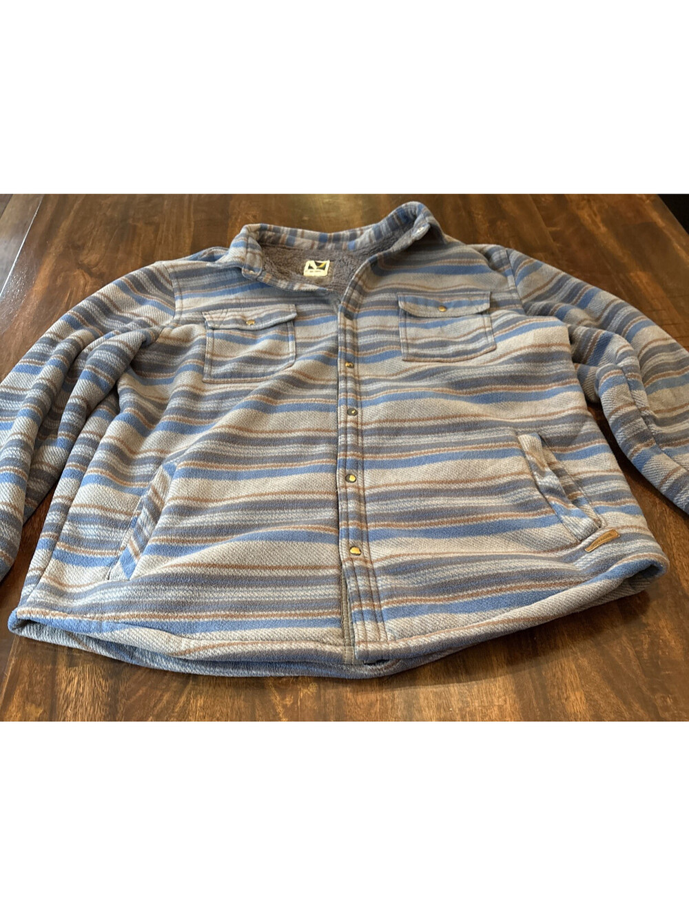 Vintage Voyager Sherpa Lined Shirt Jacket Men's Gray Black Plaid Shacket Sz XL